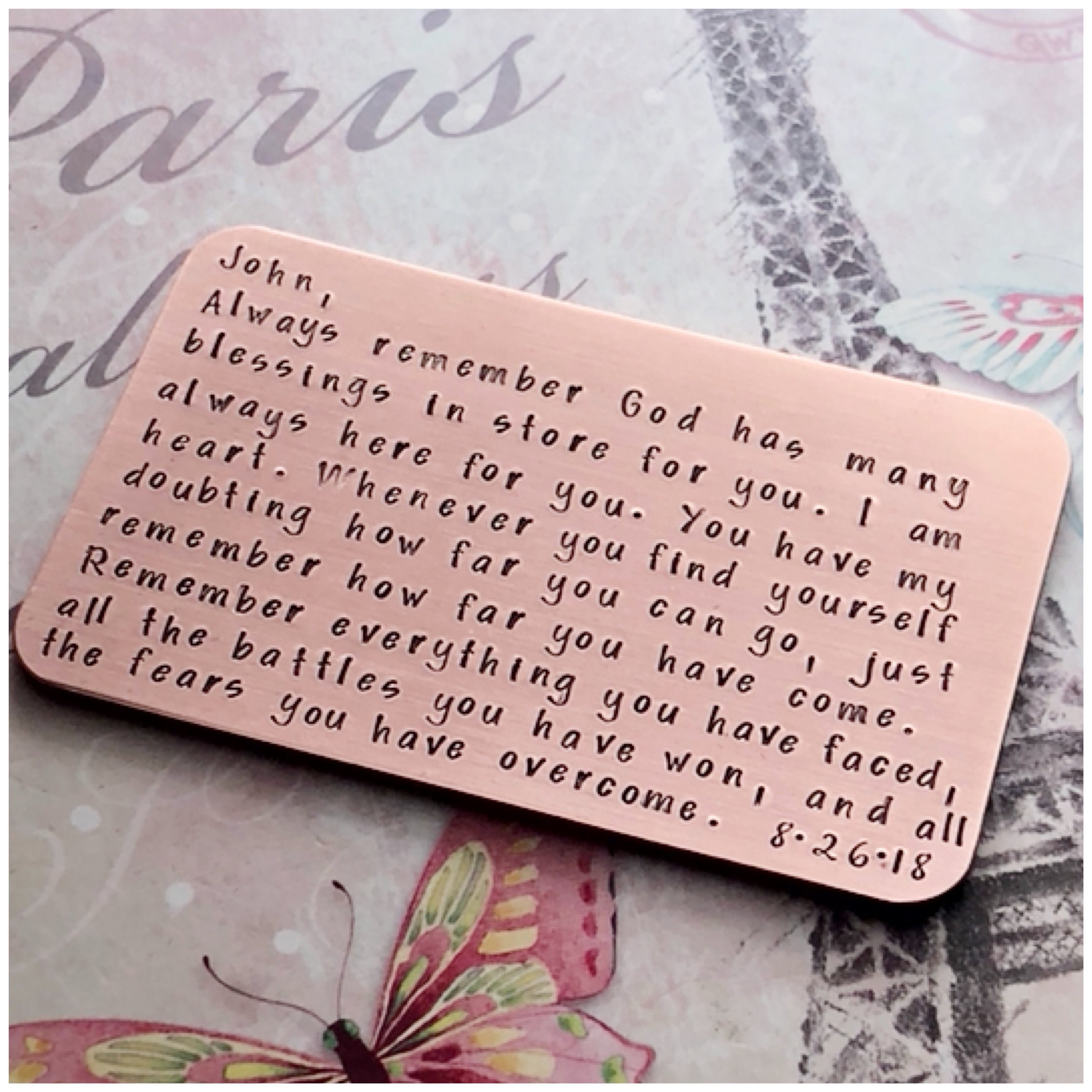 Copper Anniversary - Custom Copper Wallet Insert - Customized Metal W…