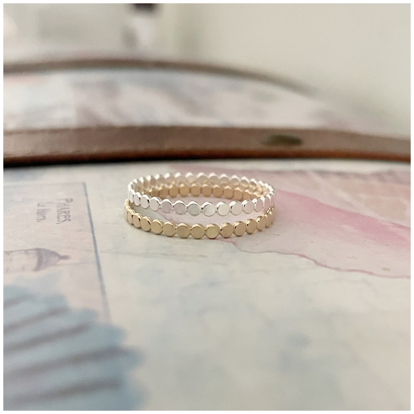 Stackable Rings - Sterling Silver Ring - Dainty Flat Bead Ring - Simple ...