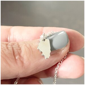 Sterling Silver Illinois Necklace - The Prairie State Jewelry - Small State Charm - Shiny IL State Charm - Hometown Gift - Land of Lincoln