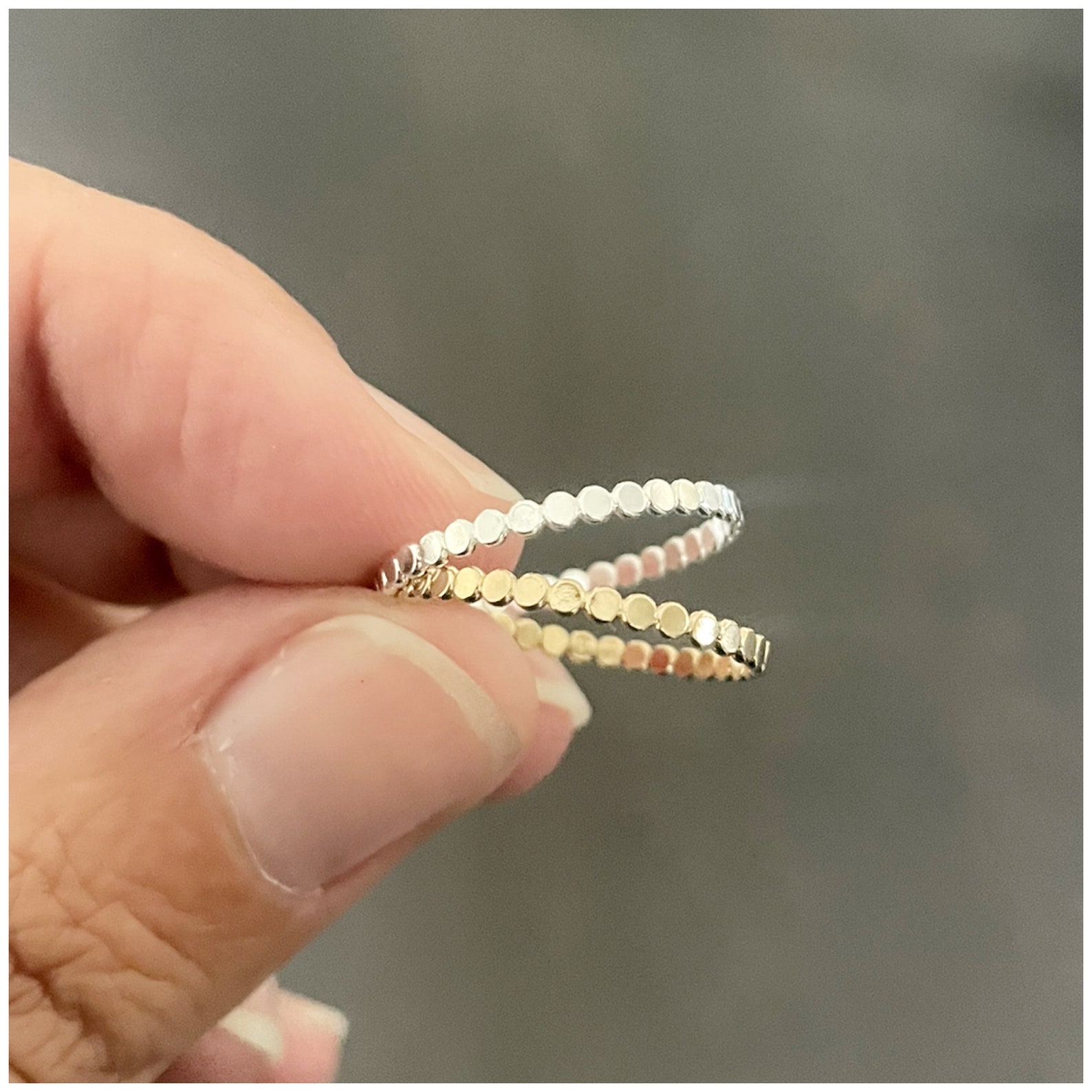 Stackable Rings - Sterling Silver Ring - Dainty Flat Bead Ring - Simple ...