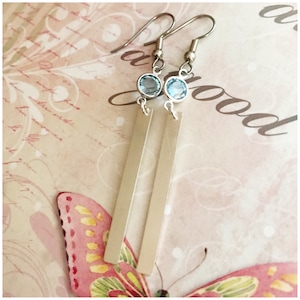 Boucles d’oreilles Simple Bar - Boucles d’oreilles Rectangle Bar - Boucles d’oreilles Crystal Bar - Boucles d’oreilles Bar en argent sterling - Boucles d’oreilles Drop - Boucles d’oreilles pendantes