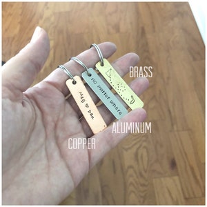 Porte-clés en laiton - Porte-clés en métal - Porte-clés de barre - Porte-clés rectangle personnalisé - Cadeau de petit ami longue distance - Couple État à État Carte