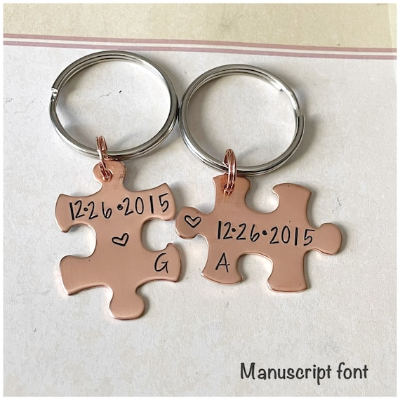 Copper Puzzle Piece Keyring