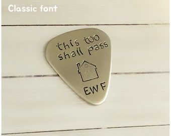 Brass Guitar Pick - Gold Color Pick - Personalized Name Music Accessory - Hand Stamped Guitar Pick - Customized Gift for Friend Guitarist