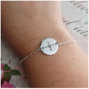 3/4&quot; Hand Stamped Design Bracelet - Silver Disc Bracelet - Hammered Jewelry - Bracelet For Her - Last Minute Mother&#39;s Day Gift for Wife