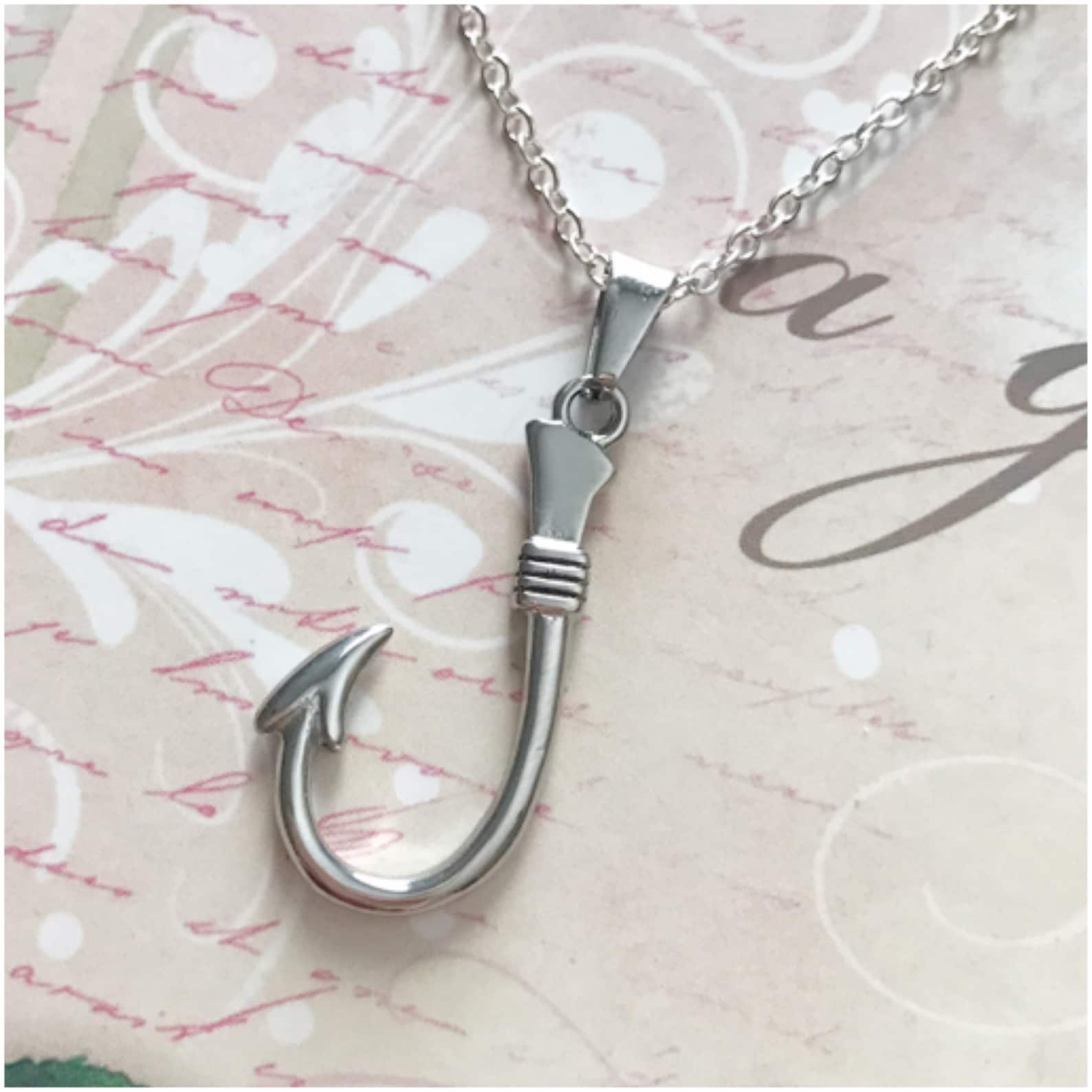 Barbed Fish Hook Necklace Fishing Hook Necklace Silver and Etsy