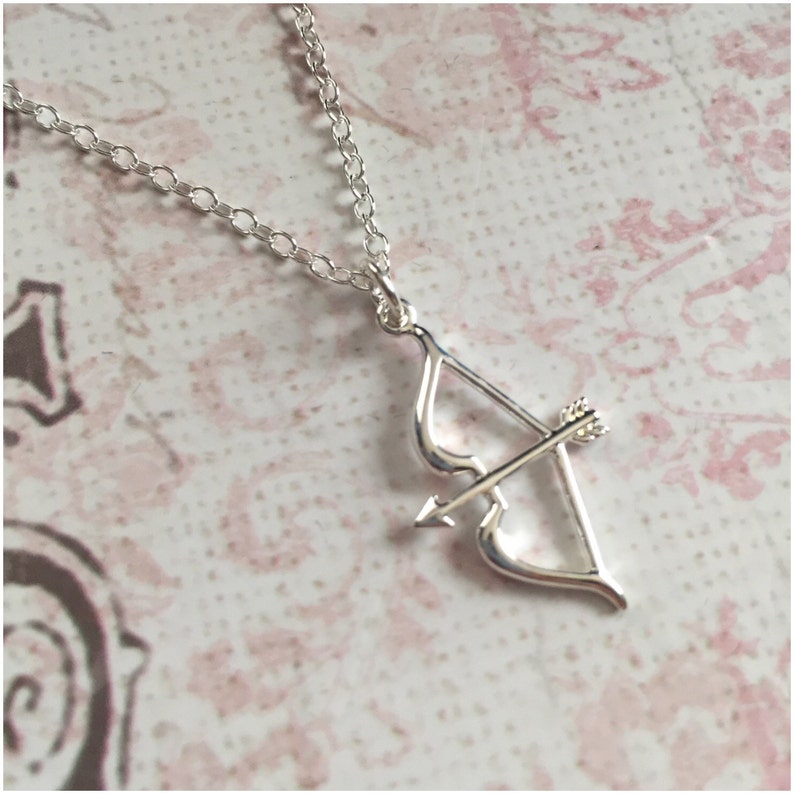 Cupid Necklace Bow and Arrow Jewelry Silver Bow and Arrow Necklace Gift for Archer Cupid Jewelry Archer Jewelry Archery Necklace