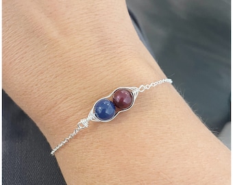 Sterling Silver Two Peas in a Pod Bracelet - Personalized Swarovski Pearl Initial Jewelry