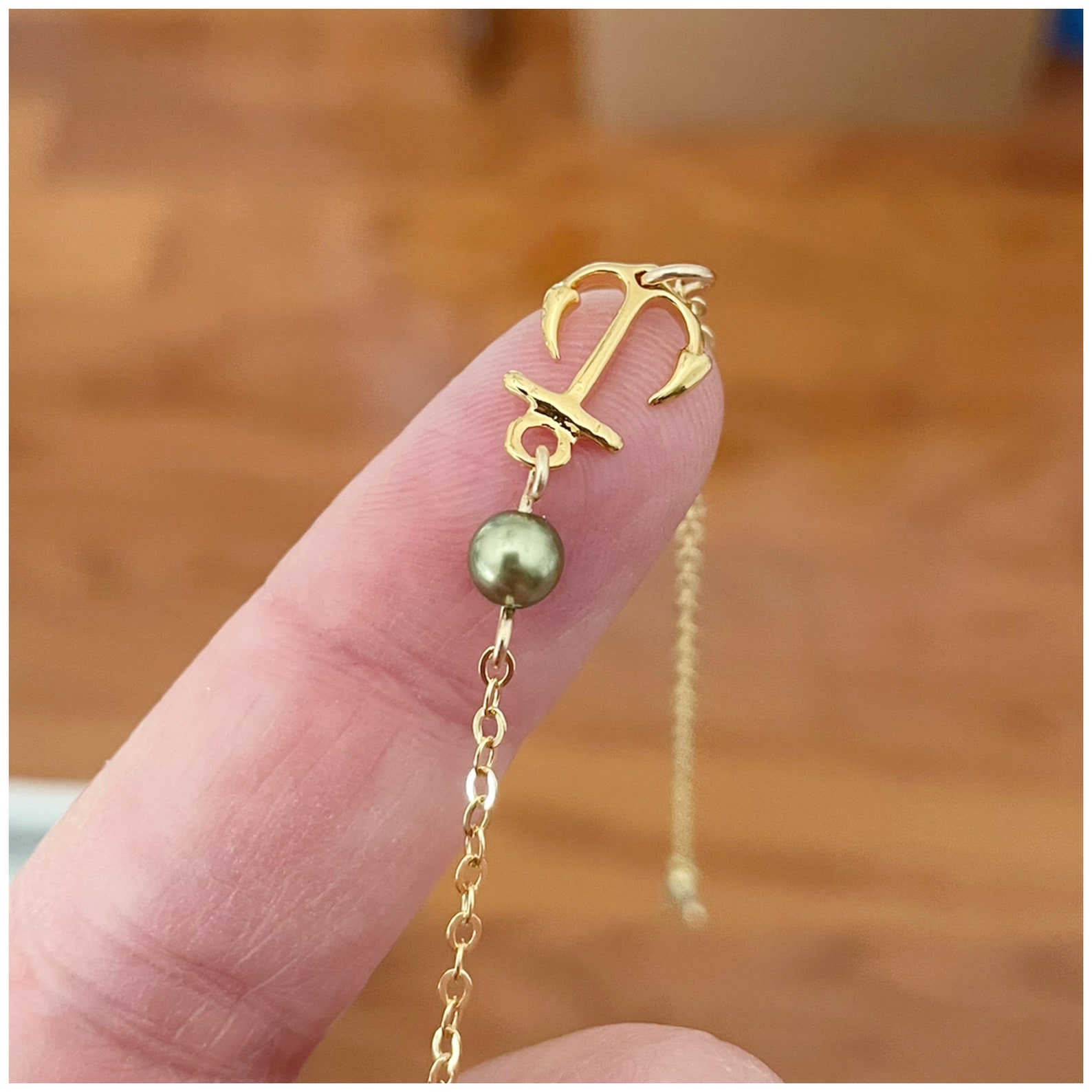 Gold Anchor Anklet Gold Pearl Anklet Your Pearl Color Etsy