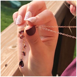 February Birthstone Birthday - Rose Gold Filled Crystal Necklace - Crystal Pendant - Month Swarovski birthstones - Custom Drop Crystal