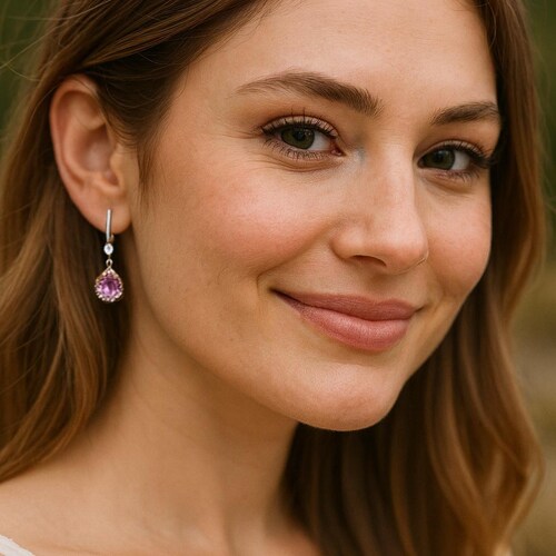 Boucles d'oreilles pendantes lavande - Boucles d'oreilles pendantes élégantes - Crochet d'oreille en argent hypoallergénique - Boucles d'oreilles de la mariée - Boucles d'oreilles de demoiselles d'honneur - Boucle d'oreille délicate