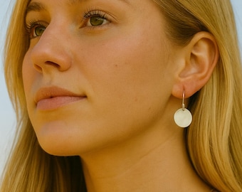 1/2" Sterling Silver Disc Earrings - Simple Silver Earrings with Disc Charm - Round Circle Earrings - Small Coin Earrings - Minimal Trend