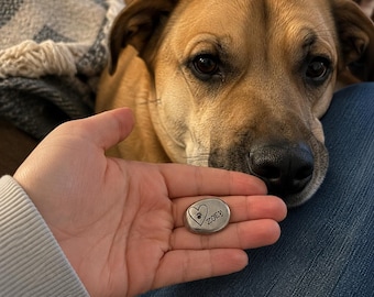 Personalized Dog Name Pocket Pebble - Hand Made Memorial Cat Token - Custom Stone With Stamped Name - Remembrance Charm