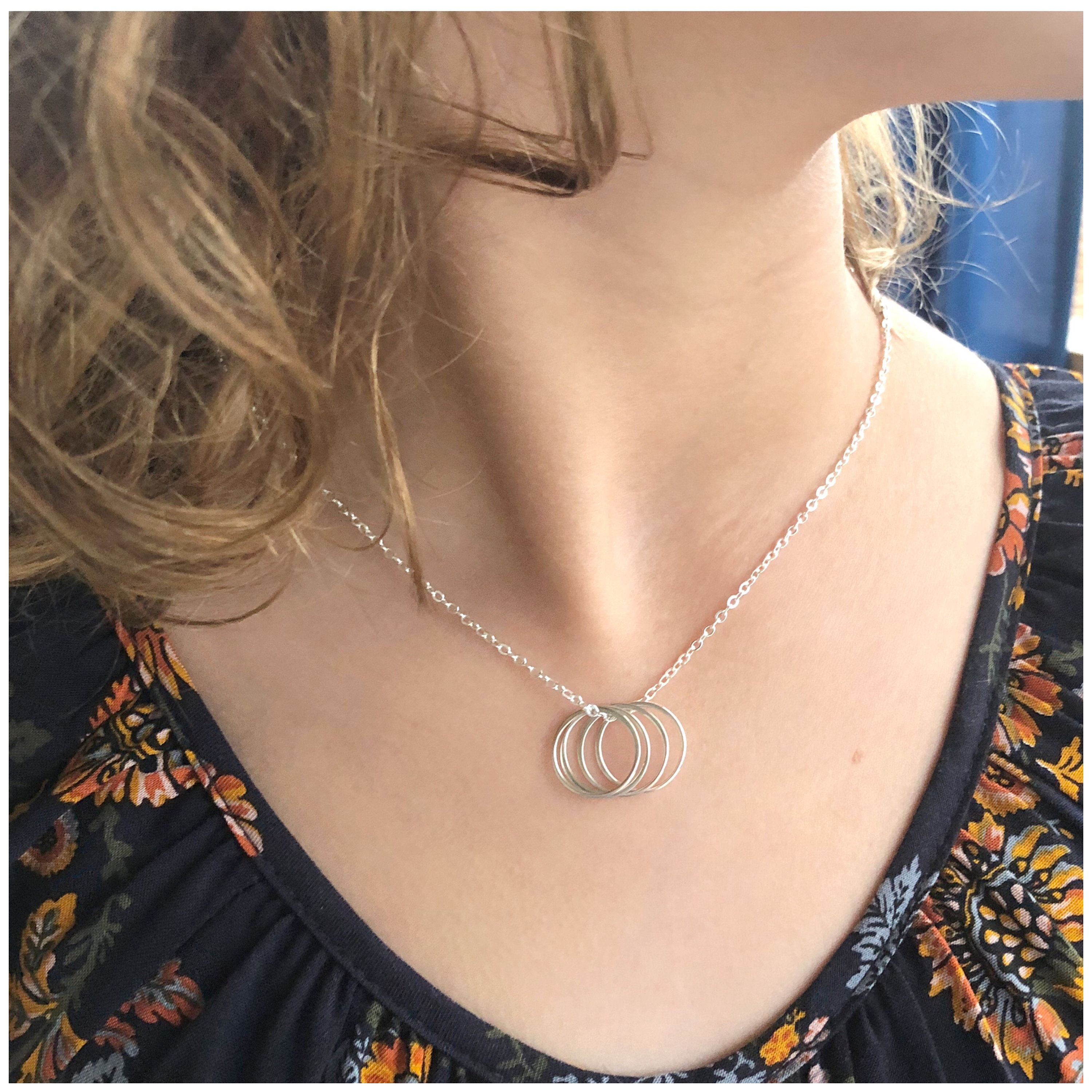 Sterling Silver Four Ring Necklace 4 