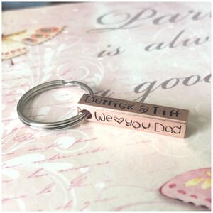 Dad Keychain - Personalized Bar Keychain - 4 Sided Bar Keychain - Gift for Dad - Daddy Birthday Gift - Custom Copper Bar - Father&#39;s Day Gift