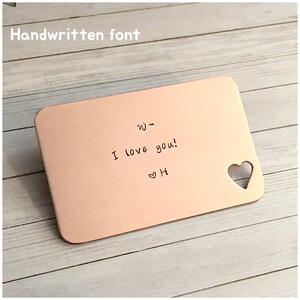 Birthday Gift - Heart Copper Card - Personalized Insert with Heart Cut Out - Hand Stamped Message on Wallet Card - Happy Birthday