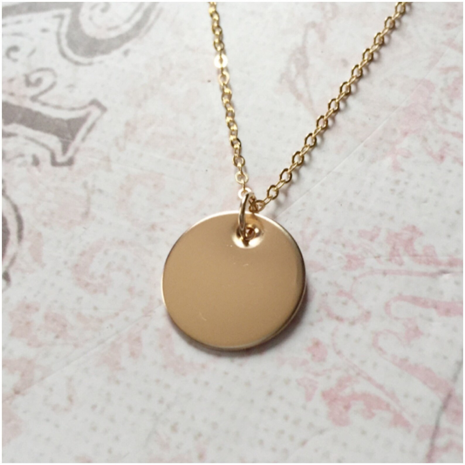 Geometry Drop Discs Sterling Silver Necklace plated in 14K Gold