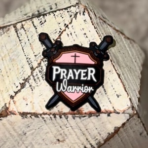 Pink Prayer Warrior Shield Sword Silicone Focal Bead