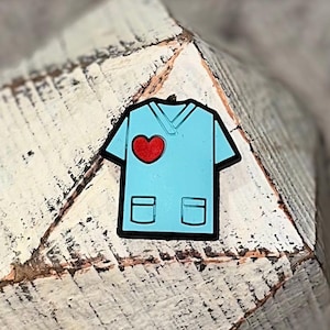 Scrub Top Medical Nurse Dental Dentist Hygienist Heart Turquoise Pink Silicone Focal Bead