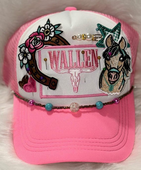 Wallen TRUCKER HAT Iron on Patches Boujee Western Horse  display picture 2