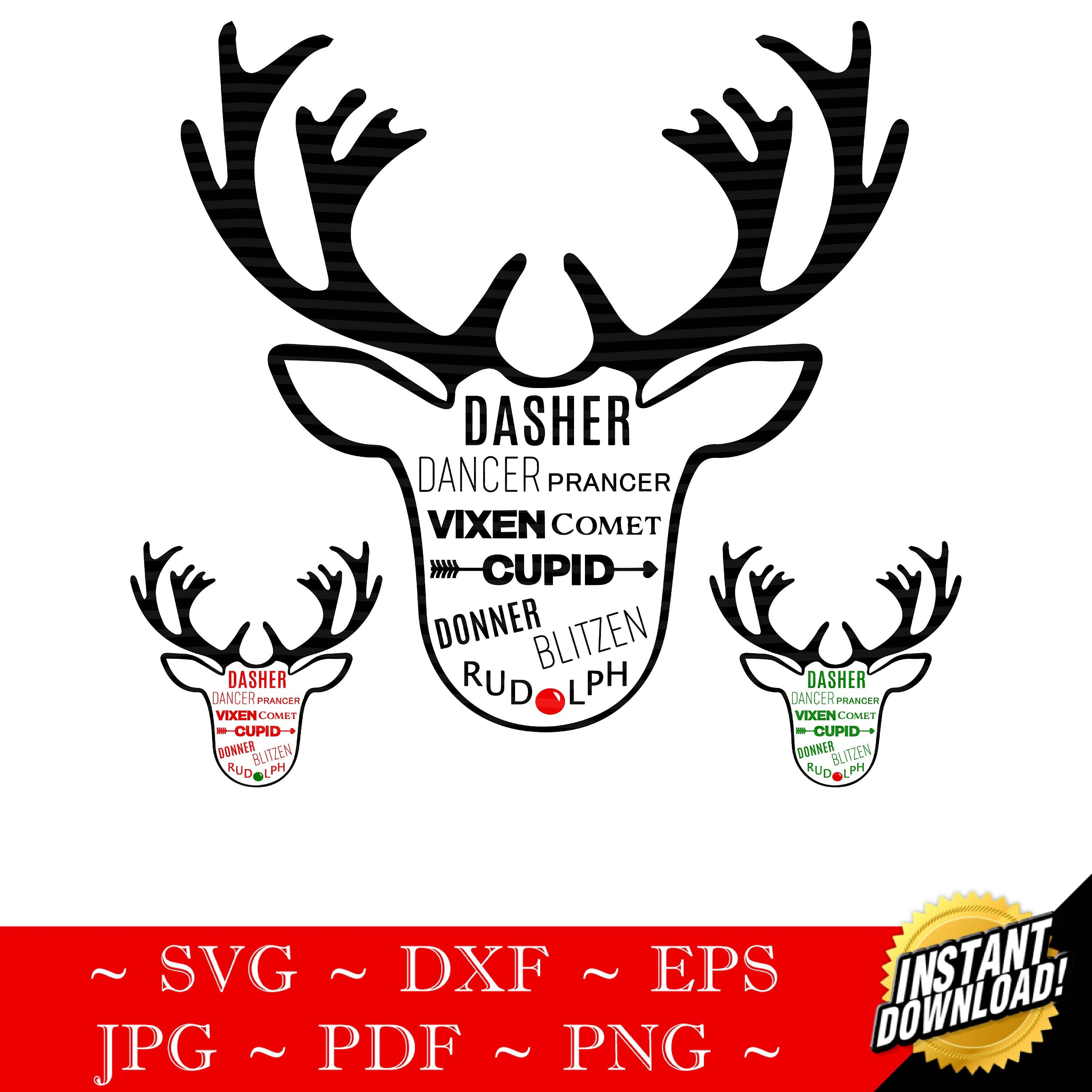 Download Reindeer Names SVG Rudolph SVG Christmas Reindeer SVG | Etsy