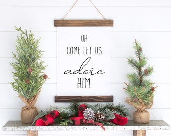 Oh, venga, déjenos adorarlo, Arte de pared imprimible de Navidad, Descarga digital, Signo de Navidad, Impresión de vacaciones, Decoración del hogar de Navidad