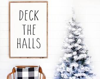 Deck the Halls, arte de parede para impressão de Natal, Natal de fazenda, download digital, sinal de Natal, arte de parede de deck the Halls, Natal