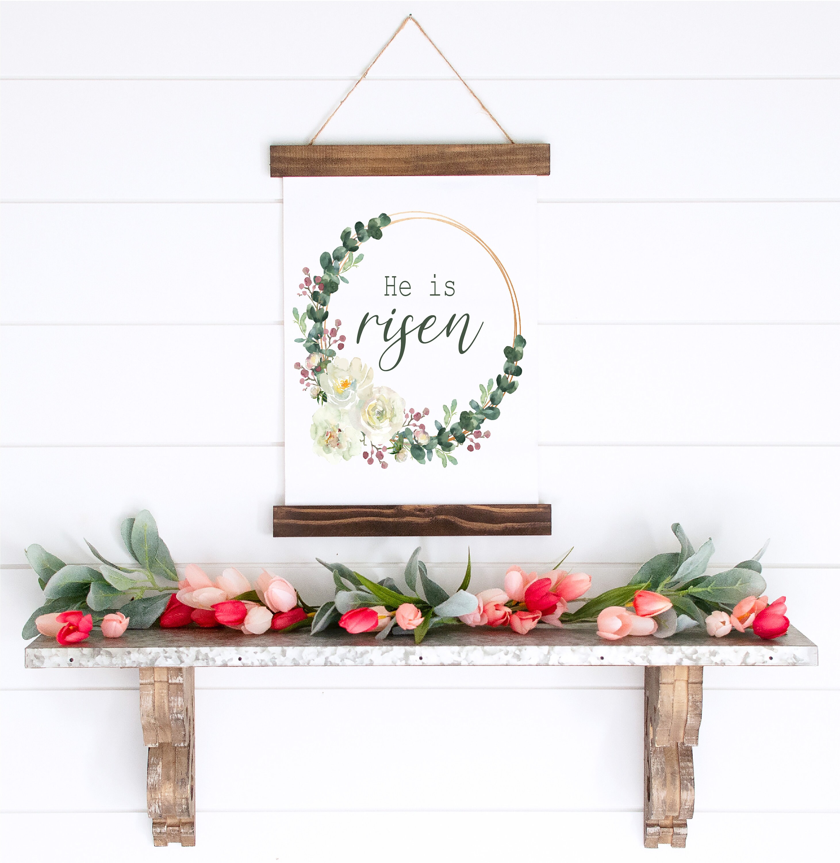 He is Risen Floral Wreath Sign, Easter Wall Decor, Easter Sign, DIY ...