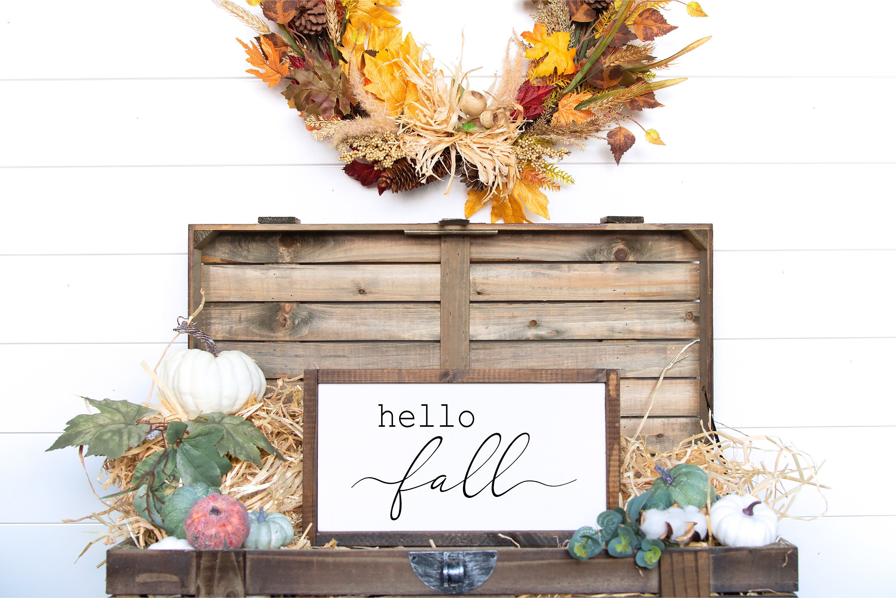 Hello Fall Sign, Fall Wall Decor, Farmhouse Sign, Fall Sign, Autumn ...