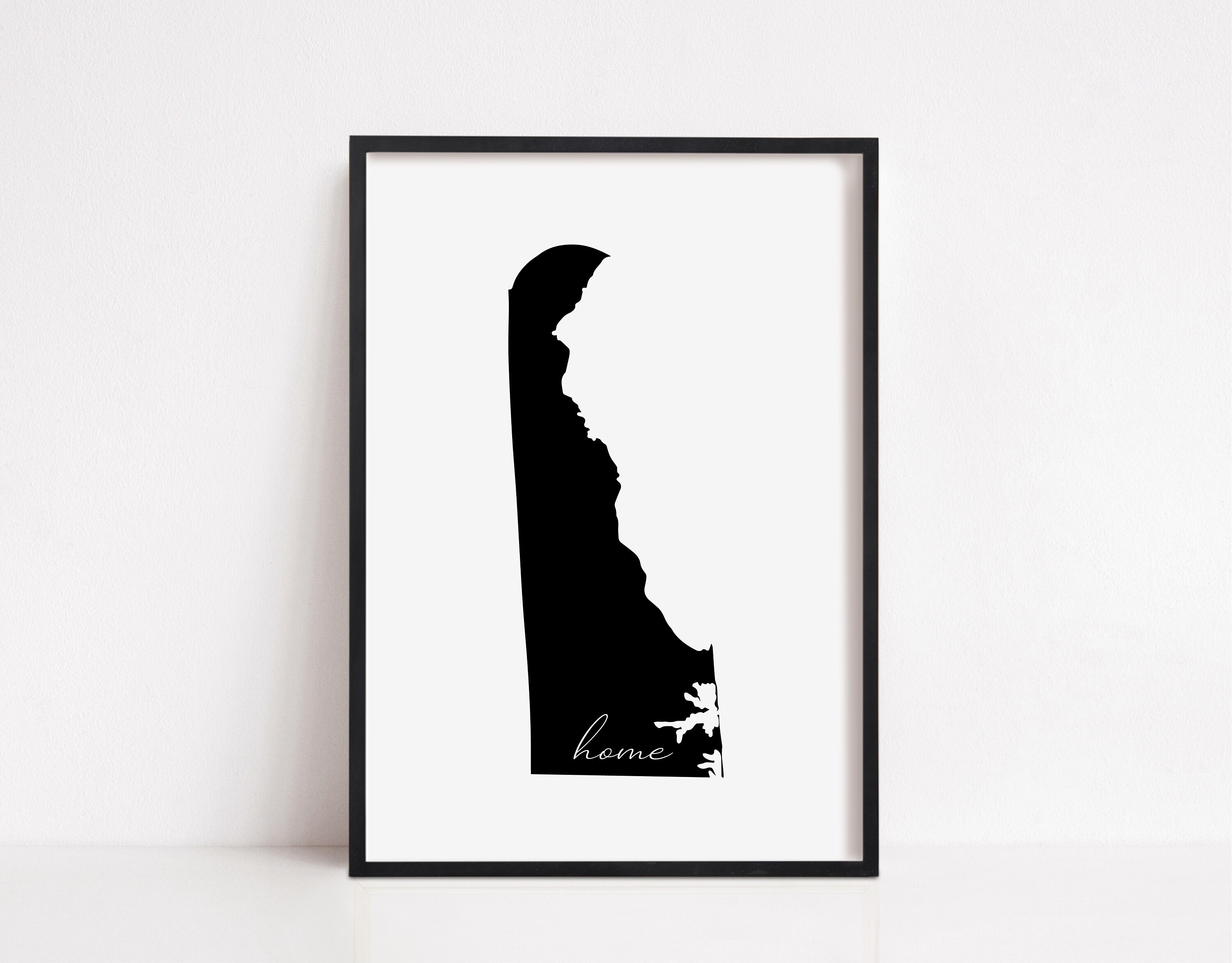 Delaware Home Sign, Delaware Outline Print, State Sign, Home, Wall Art ...