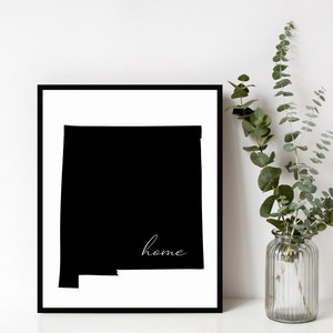 New Mexico Home Sign, New Mexico Outline Print, State Sign, Wall Art, Modern Home Decor, Housewarming Gift, Digital Download, Print&Frame
