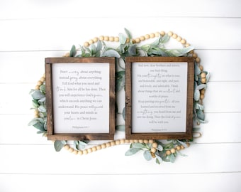 Don’t worry about anything sign, DIY Home Decor, Philippians 4:6-9, Farmhouse Decor, Printable Scripture, Scripture Wall Art, Bible Verse