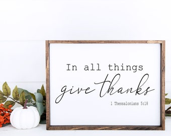 In all things give thanks sign, Fall Wall Decor, Farmhouse sign, Fall Sign, Autumn sign, Give Thanks, Printable wall decor, Thanksgiving