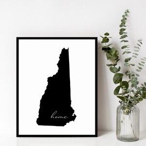 New Hampshire Sign, New Hampshire Outline Print, State Sign, Wall Art, Modern Home Decor, Housewarming Gift, Digital Download, Print&Frame