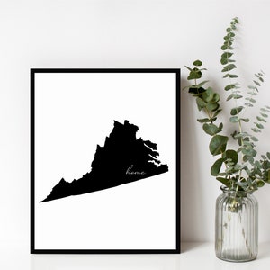 Virginia Home Sign, Virginia State Sign, Home, Wall Art, Modern Home Decor, Housewarming Gift, Digital Download, Virginia
