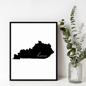Kentucky Home Sign, Kentucky Outline, State Sign, Home, Wall Art, Modern Home Decor, Housewarming Gift, Digital Download, Print & Frame