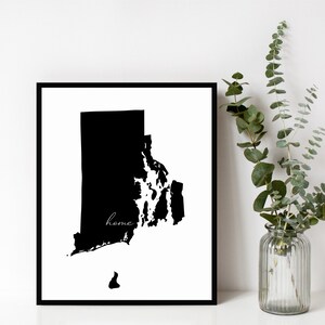 Rhode Island Home Sign, Rhode Island Outline Print, State Sign, Modern Home Decor, Housewarming Gift, Digital Download, Print & Frame