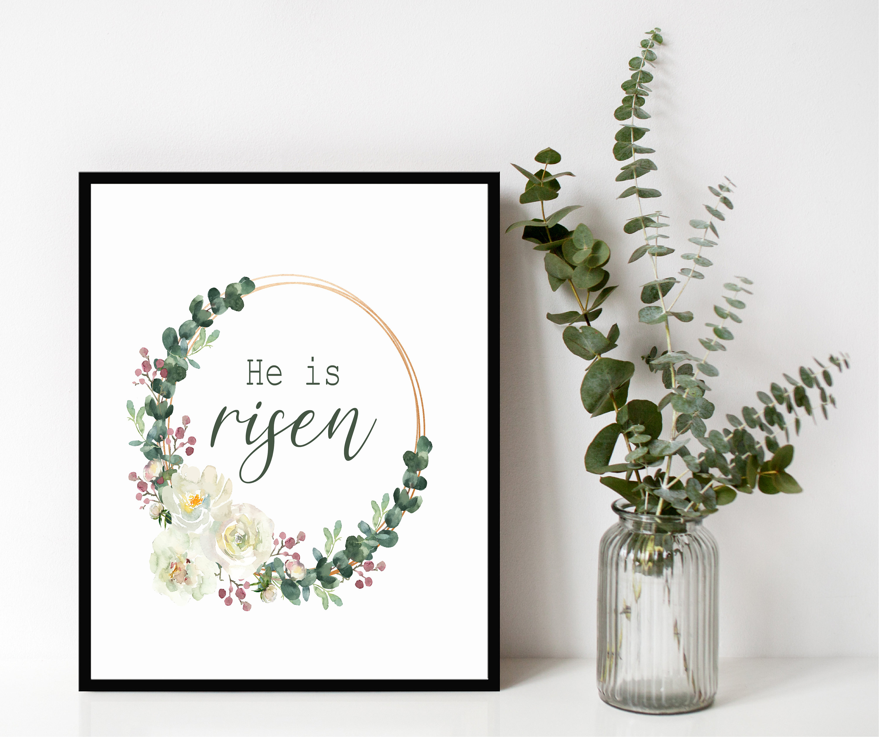 He is Risen Floral Wreath Sign, Easter Wall Decor, Easter Sign, DIY ...
