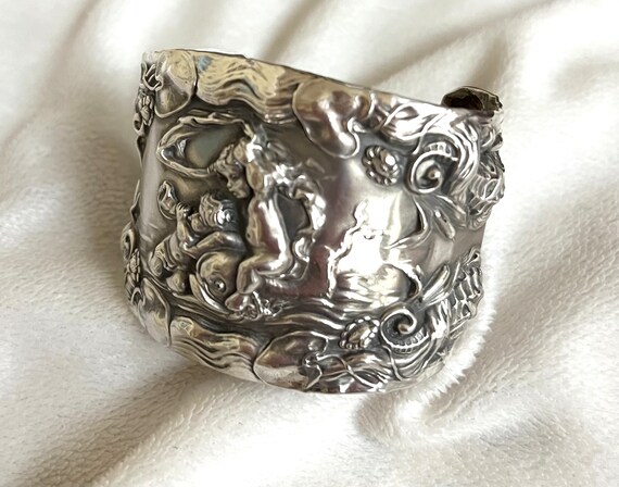 Sterling Silver Cuff Bracelet Unger Brothers, Ant… - image 10