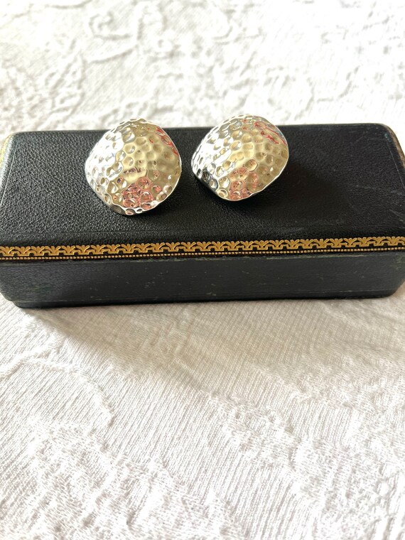 VTG Sterling Silver Clip On Earrings Hammered Ste… - image 6