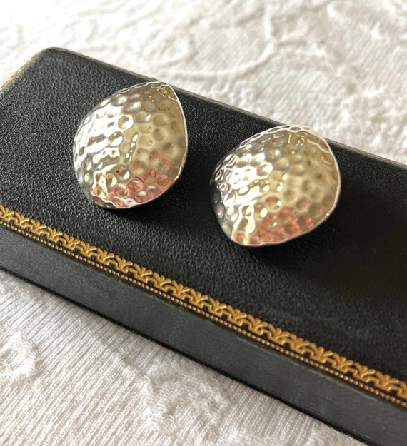 VTG Sterling Silver Clip On Earrings Hammered Ste… - image 8