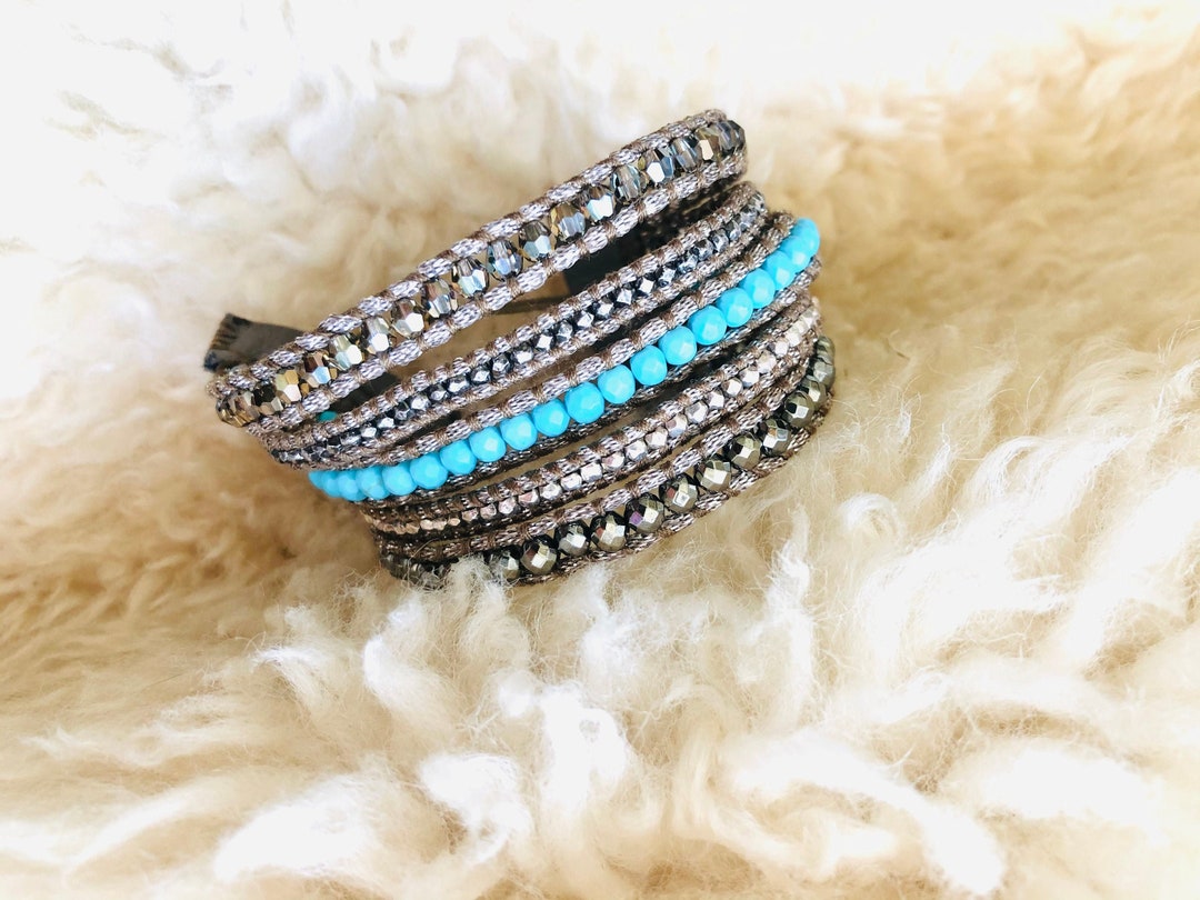 Chan Luu Turquoise Crystal Wrap Bracelet