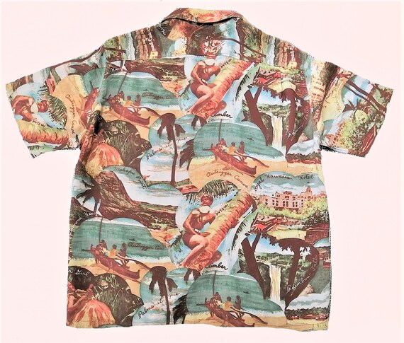 1950s Aloha Rockabilly Hawaiian Photo Shirt Repro… - image 1