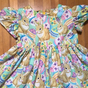 SALE Easter Dress Bunnies with Eggs Girls Size 3T Ready to Ship image 2