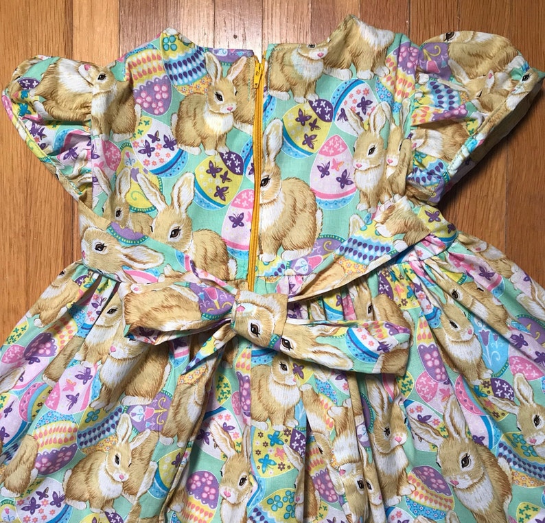 SALE Easter Dress Bunnies with Eggs Girls Size 3T Ready to Ship image 3