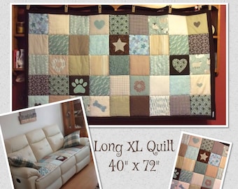 Shabby Chic Throw, Patchwork Throw, Personalised Quilt, Sofa Throw, Pet Bedding, Nursery Quilt, Patchwork Blanket, LONG XL 40" x 72"