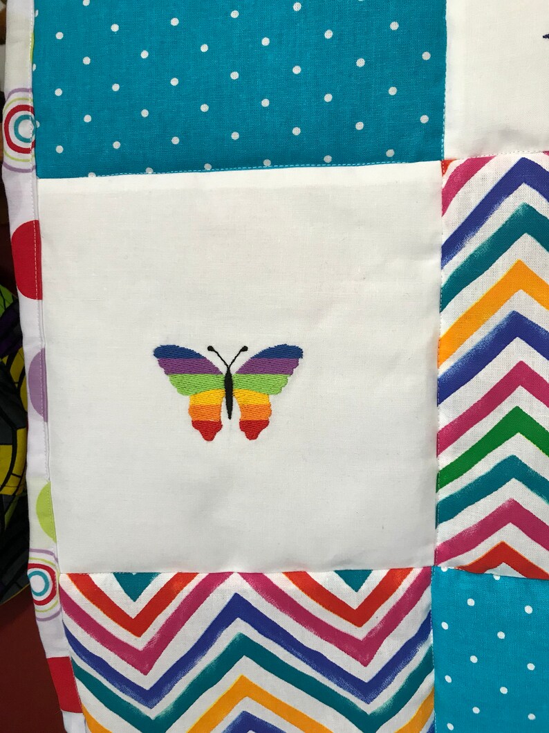 Rainbow Patchwork Baby Quilted Blanket Multi coloured Babies Etsy