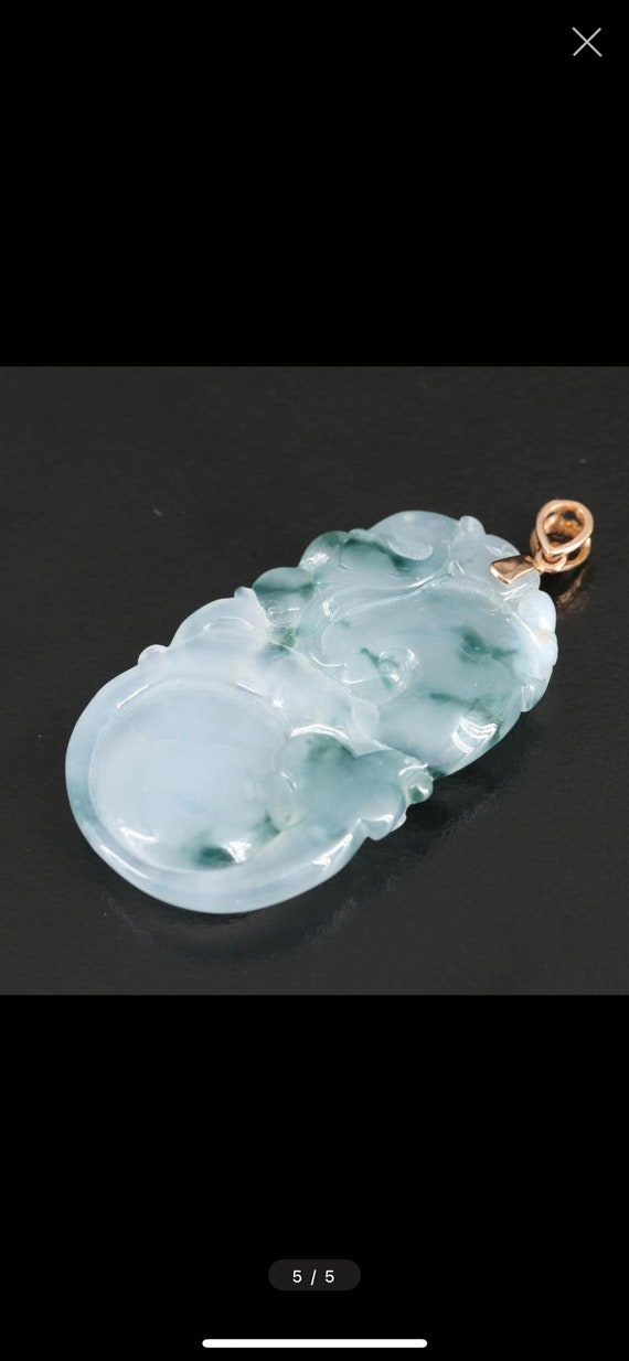 18k gold, icy green jadeite jade, and diamond pen… - image 9