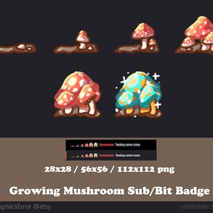 Sub-emblemas do Twitch Mushroom | Emblemas de bits | Discórdia | Gráficos de streamer | Cottagecore