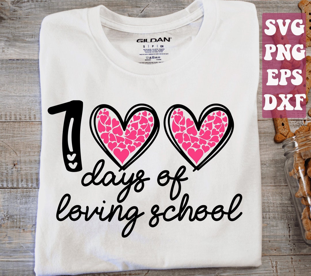 School Svg, 100 Days of Loving School SVG, 100 Hearts SVG, 100 Days Svg ...